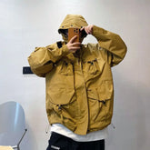 Hearujoy Autumn Winter Retro Heavy Industry Multi Pocket Waterproof Stormtrooper Jacket American Workwear Windproof Hooded Jacket for Men
